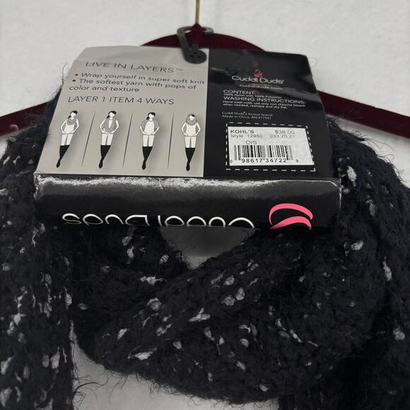 Cuddl Duds Infinity Scarf Black Gray Women's One Size Sweater Kni - Picture 7 of 8